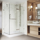 Vigo 32 in. L x 48 in. W x 79 in. H Monteray Frameless Shower Enclosure With Right Drain Base  and with Brushed Nickel Hardware