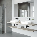 Vigo Jasmine Matte Stone Vessel Bathroom Sink Set With Olus Wall Mount Faucet In Matte Black - 15 5/8 inch