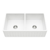 Vigo VGRA3318BL 33" Matte Stone Double Bowl Farmhouse Kitchen Sink