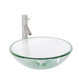 Vigo VGT889 Crystalline Glass Vessel Bathroom Sink Set With Dior Vessel Faucet In Brushed Nickel - 16 1/2 inch