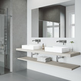 Vigo VGT963 Magnolia Matte Stone Vessel Bathroom Sink Set With Cornelius Wall Mount Faucet In Chrome