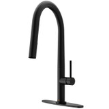 Vigo VG02029MBK1 Greenwich Pull-Down Spray Kitchen Faucet With Deck Plate In Matte Black