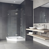 VIGO VG6063BNCL42W Gemini Frameless Neo-Angle Shower Enclosure With Base  and with Brushed Nickel Hardware