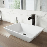 Vigo VGT1211 Vinca Matte Stone Vessel Bathroom Sink Set With Niko Vessel Faucet In Antique Rubbed Bronze - 18 inch