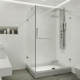 Vigo 32 in. L x 48 in. W x 79 in. H Monteray Frameless Shower Enclosure With Right Drain Base and with Chrome Hardware