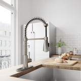 Vigo VG02003STK1 Brant Pull-Down Spray Kitchen Faucet With Deck Plate In Stainless Steel