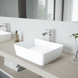Vigo VGT940 Marigold Matte Stone Vessel Bathroom Sink Set With Amada Faucet In Brushed Nickel - 17 3/4 inch