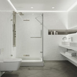 Vigo 32 in. L x 48 in. W x 79 in. H Monteray Frameless Shower Enclosure With Left Drain Base and with Brushed Nickel Hardware