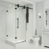 Vigo 36 in. L x 48 in. W x 79 in. H Winslow Frameless Sliding Door Shower Enclosure With Right Drain Base and with Matte Black hardware