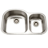 Hamat 32 1/2" X 20-11/16" Undermount 70/30 Double Bowl Kitchen Sink & Strainer - Stainless Steel
