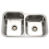 Hamat CLASSIC 31 1/2" X 20 3/16" Undermount 60/40 Double Bowl Kitchen Sink & Strainer - Stainless Steel