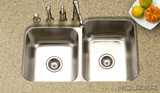 Hamat CLASSIC 31 1/2" X 20 3/16" Undermount 60/40 Double Bowl Kitchen Sink & Strainer - Stainless Steel