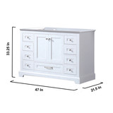 Lexora Dukes 48 Inch White Single Vanity, no Top and 46 Inch Mirror