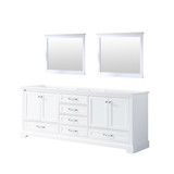 Lexora Dukes 80 Inch White Double Vanity Cabinet, no Top and 30 Inch Mirrors