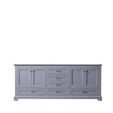 Lexora Dukes 80 Inch Dark Grey Double Vanity Cabinet, no Top and 30 Inch Mirrors