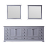 Lexora Dukes 84 Inch Dark Grey Double Vanity Cabinet, no Top and 34 Inch Mirrors