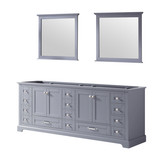 Lexora Dukes 84 Inch Dark Grey Double Vanity Cabinet, no Top and 34 Inch Mirrors