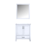 Lexora Jacques 30 Inch White Single Vanity White, no Top and 28 Inch Mirror