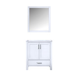 Lexora Jacques 30 Inch White Single Vanity Cabinet White, no Top and 28 Inch Mirror