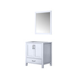 Lexora Jacques 30 Inch White Single Vanity Cabinet White, no Top and 28 Inch Mirror