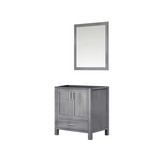 Lexora Jacques 30 Inch Distressed Grey Single Vanity Cabinet, no Top and 28 Inch Mirror