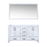 Lexora Jacques 60 Inch White Double Vanity Cabinet, no Top and 58 Inch Mirror