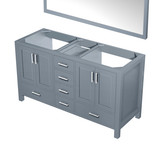 Lexora Jacques 60 Inch Dark Grey Double Vanity Cabinet, no Top and 58 Inch Mirror