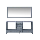 Lexora Jacques 72 Inch Dark Grey Double Vanity, no Top and 70 Inch Mirror