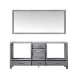 Lexora Jacques 72 Inch Distressed Grey Double Vanity, no Top and 70 Inch Mirror