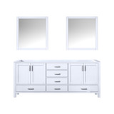 Lexora Jacques 80 Inch White Double Vanity Cabinet, no Top and 30 Inch Mirrors