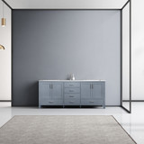 Lexora Jacques 80 Inch Dark Grey Double Vanity, White Carrara Marble Top, White Square Sinks and no Mirror