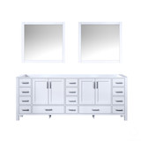 Lexora Jacques 84 Inch White Double Vanity, no Top and 34 Inch Mirrors