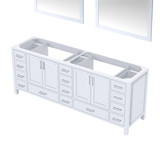 Lexora Jacques 84 Inch White Double Vanity Cabinet, no Top and 34 Inch Mirrors