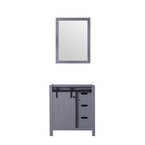 Lexora Marsyas 30 Inch Dark Grey Single Vanity Cabinet, no Top and 28 Inch Mirror