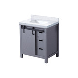 Lexora Marsyas 30 Inch Dark Grey Single Vanity Cabinet, White Carrara Marble Top, White Square Sink and no Mirror