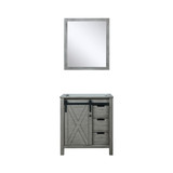 Lexora Marsyas 30 Inch Ash Grey Single Vanity Cabinet, no Top and 28 Inch Mirror