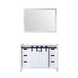 Lexora Marsyas 48 Inch White Single Vanity Cabinet, no Top and 44 Inch Mirror