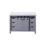 Lexora Marsyas 48 Inch Dark Grey Single Vanity Cabinet, White Carrara Marble Top, White Square Sink and no Mirror