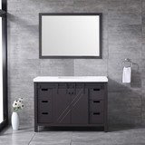 Lexora Marsyas 48 Inch Brown Single Vanity, White Quartz Top, White Square Sink and 44 Inch Mirror