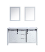 Lexora Marsyas 60 Inch White Double Vanity Cabinet, no Top and 24 Inch Mirrors