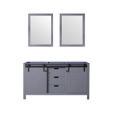 Lexora Marsyas 60 Inch Dark Grey Double Vanity Cabinet, no Top and 24 Inch Mirrors