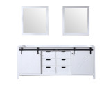 Lexora Marsyas 80 Inch White Double Vanity Cabinet, no Top and 30 Inch Mirrors