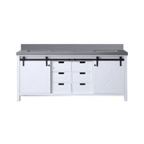 Lexora Marsyas 80 Inch White Double Vanity Cabinet, Grey Quartz Top, White Square Sinks and no Mirror