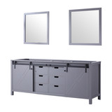 Lexora Marsyas 80 Inch Dark Grey Double Vanity Cabinet, no Top and 30 Inch Mirrors