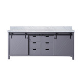 Lexora Marsyas 80 Inch Dark Grey Double Vanity Cabinet, White Carrara Marble Top, White Square Sinks and no Mirror