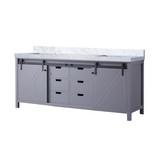 Lexora Marsyas 80 Inch Dark Grey Double Vanity Cabinet, White Carrara Marble Top, White Square Sinks and no Mirror