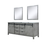 Lexora Marsyas 80 Inch Ash Grey Double Vanity Cabinet, no Top and 30 Inch Mirrors