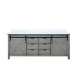 Lexora Marsyas 80 Inch Ash Grey Double Vanity Cabinet, White Quartz Top, White Square Sinks and no Mirror