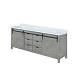 Lexora Marsyas 80 Inch Ash Grey Double Vanity Cabinet, White Quartz Top, White Square Sinks and no Mirror