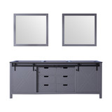 Lexora Marsyas 84 Inch Dark Grey Double Vanity Cabinet, no Top and 34 Inch Mirrors